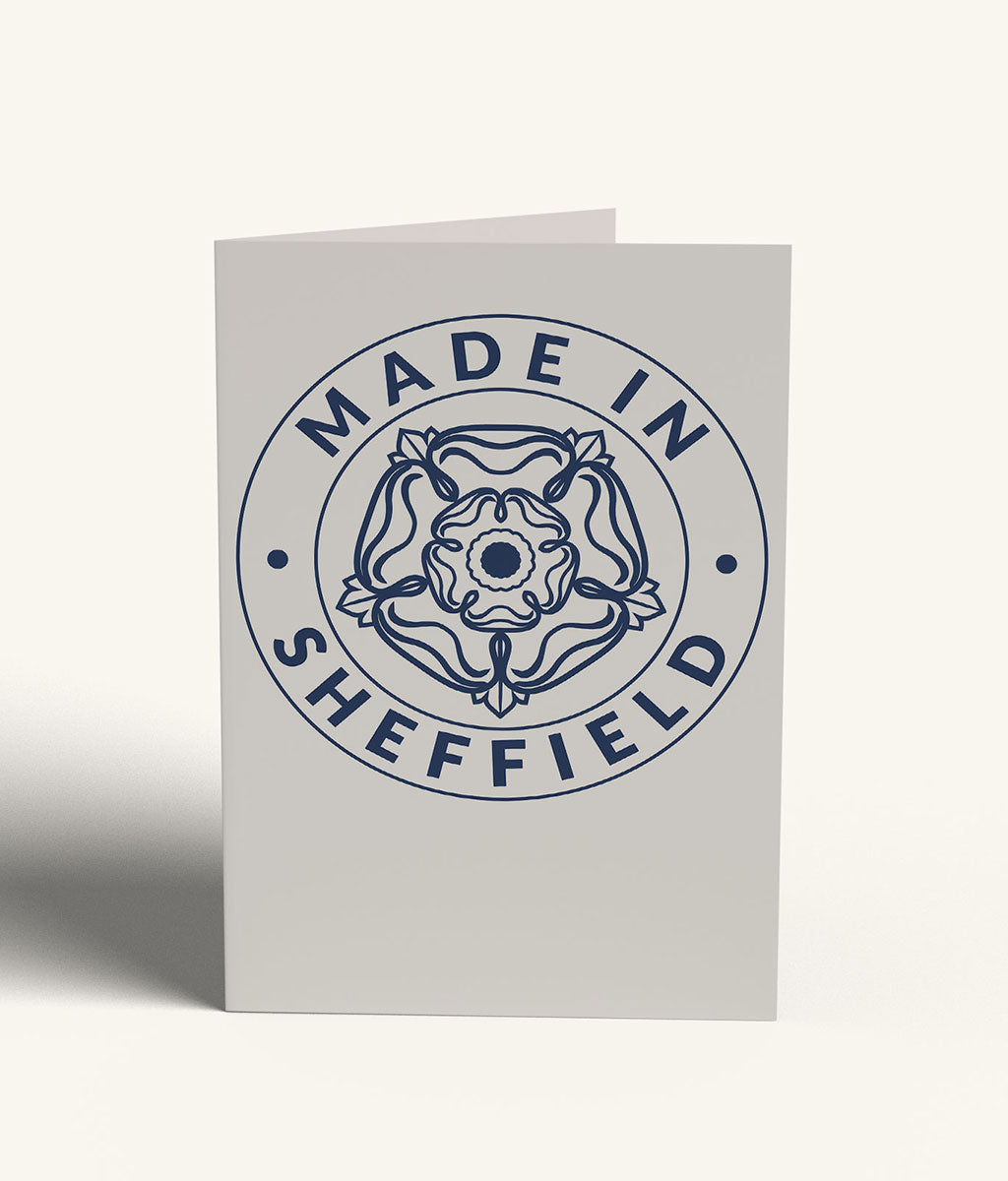 Card with 'Made in Sheffield' design on a white background