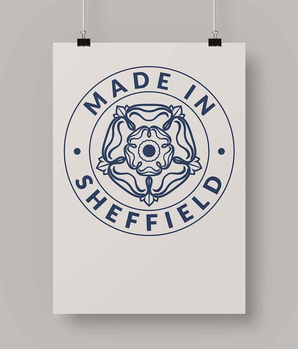 Poster with 'Made in Sheffield' design on a cream background