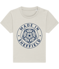 White t-shirt with 'Made in Sheffield' logo on a white background