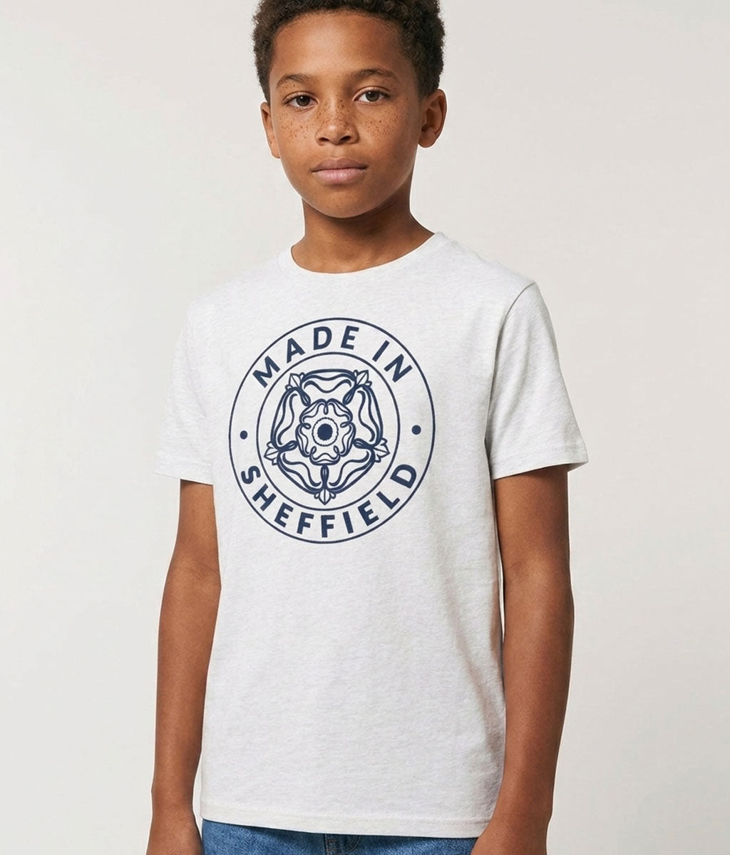 Made in Sheffield Kids T-Shirt: Exclusive Yorkshire Rose Design