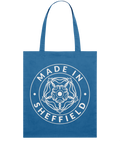 Royal Blue tote bag with 'Made in Sheffield' design on a transparent background
