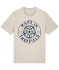 Natural Raw Cotton t-shirt with 'Made in Sheffield' design on a white background